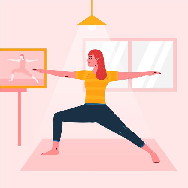 Ilustração de aula de ioga on-line