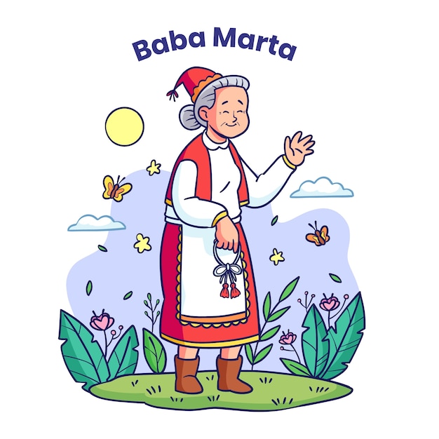 Vetor grátis ilustração de baba marta desenhada à mão