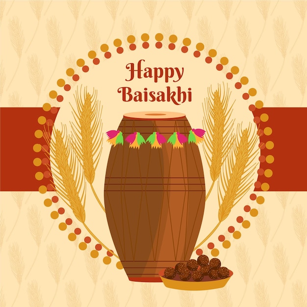 Ilustração de baisakhi desenhada à mão