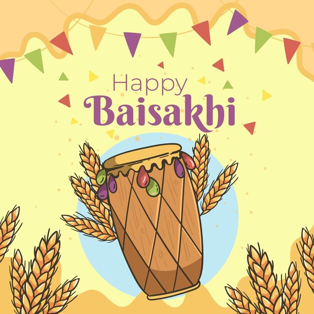 Ilustração de baisakhi desenhada à mão