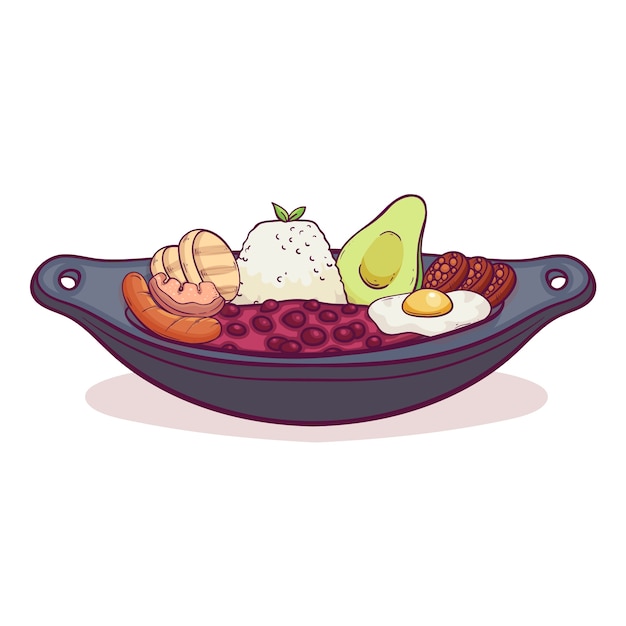 Ilustração de bandeja paisa desenhada à mão