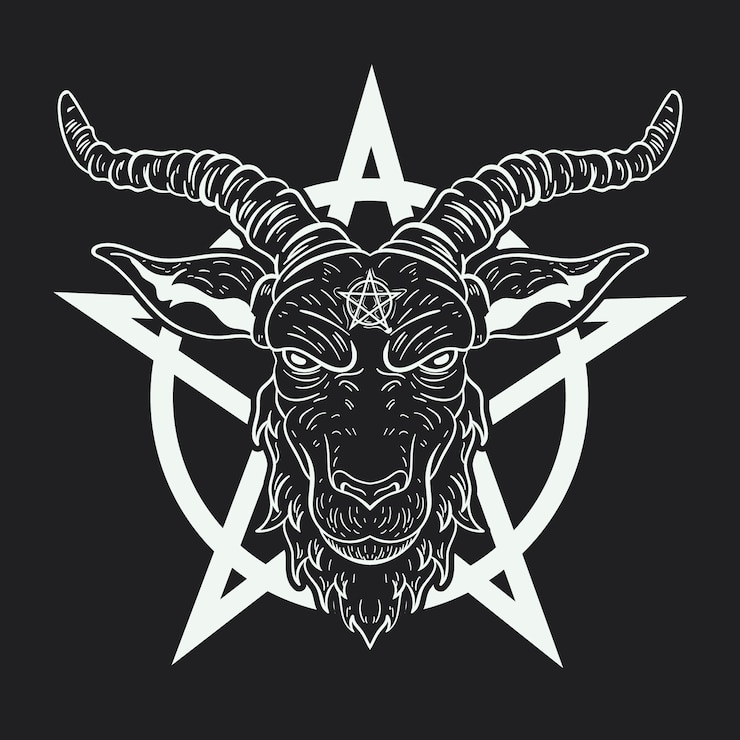 Vetor grátis ilustração de baphomet desenhada à mão