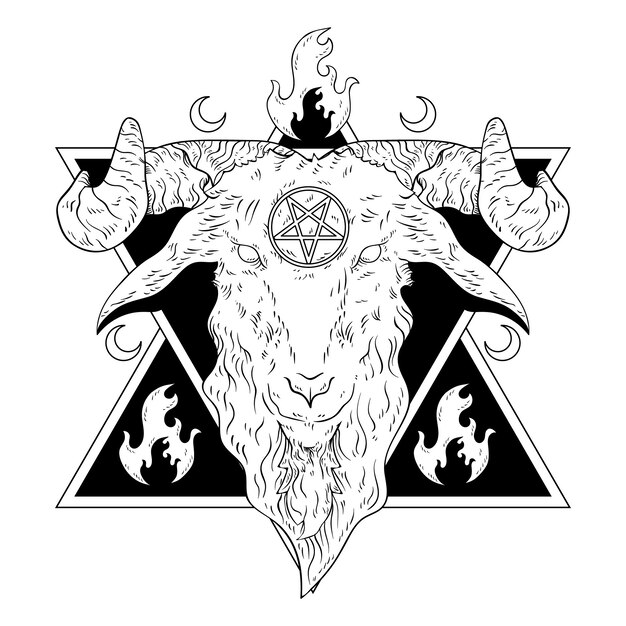 Ilustração de baphomet desenhada à mão