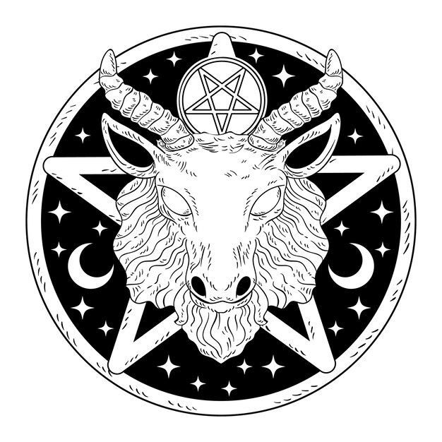 Ilustração de baphomet desenhada à mão