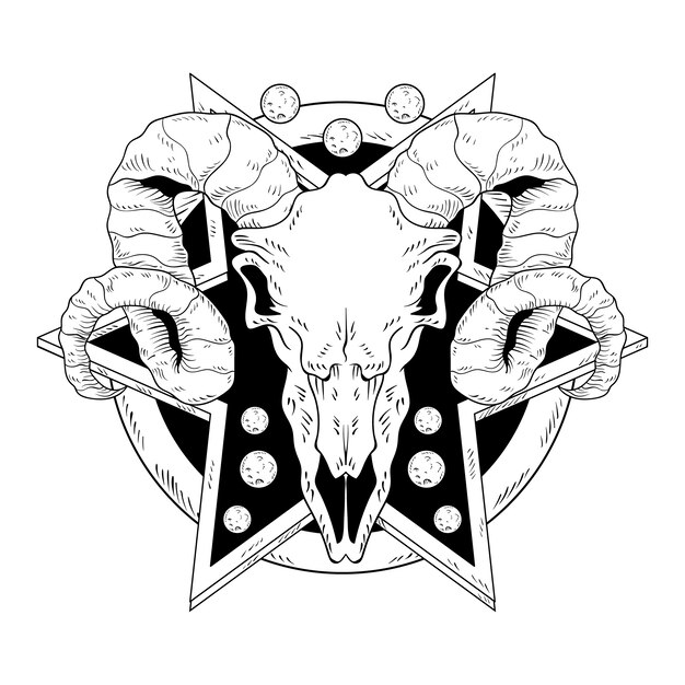 Ilustração de baphomet desenhada à mão