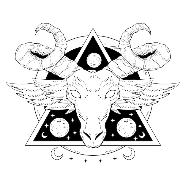 Ilustração de baphomet desenhada à mão