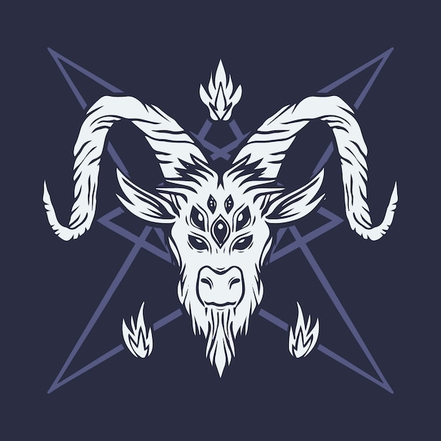 Vetor grátis ilustração de baphomet desenhada à mão