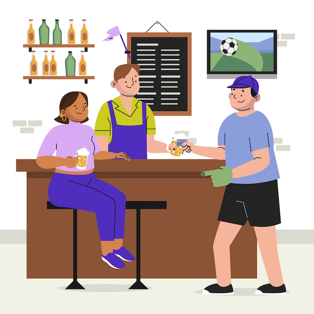 Ilustração de bar de esportes de design plano