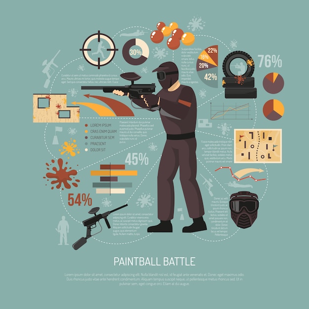 Ilustração de batalha de paintball