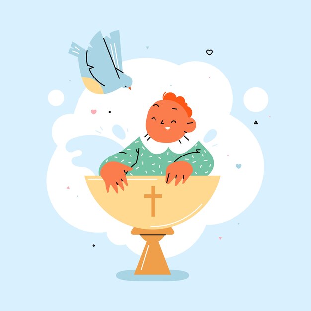 Ilustração de batismo desenhada à mão