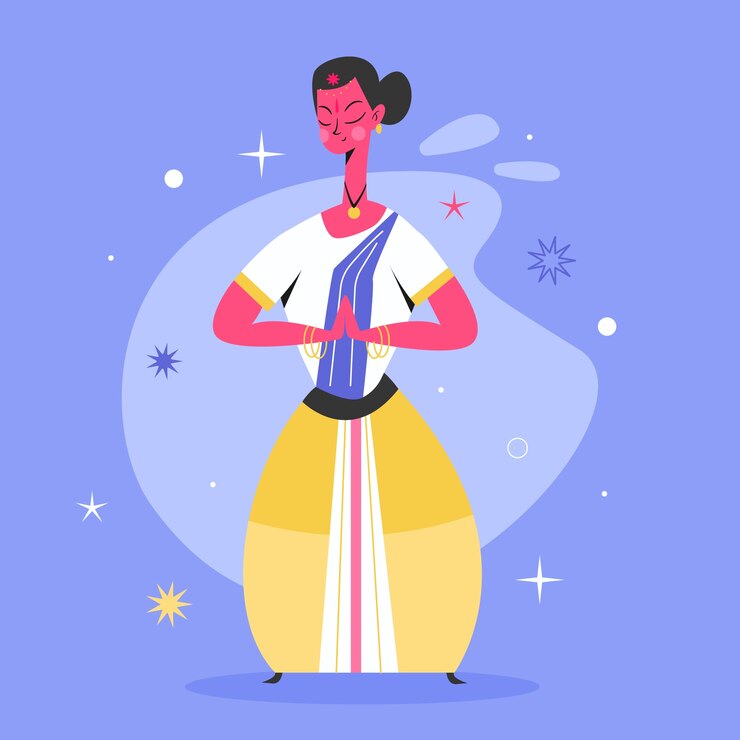Vetor grátis ilustração de bharatanatyam desenhada à mão