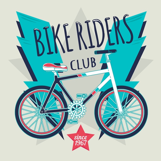 Vetor grátis ilustração de bicicleta com um raio e uma estrela no centro.