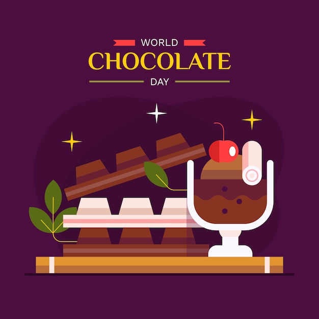 Vetor grátis ilustração de bolo de dia mundial de chocolate de design plano