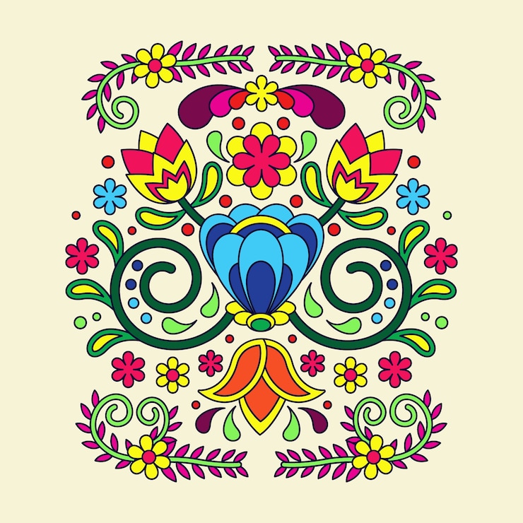 Vetor grátis ilustração de bordado mexicano desenhada à mão