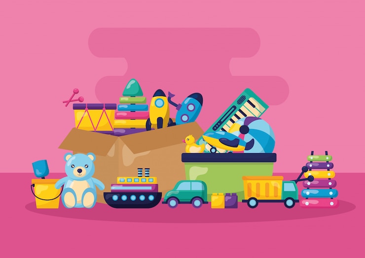 Vetor grátis ilustração de brinquedos de crianças