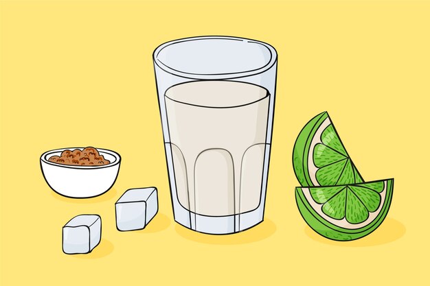 Ilustração de cachaça desenhada à mão
