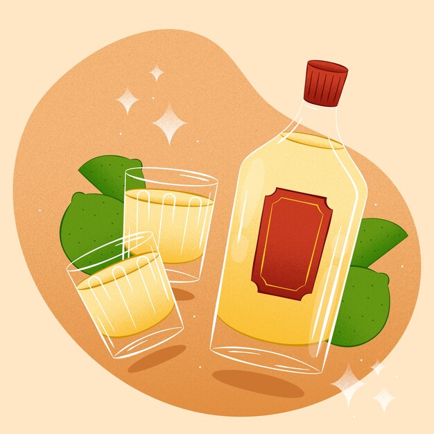Ilustração de cachaça fresca desenhada à mão