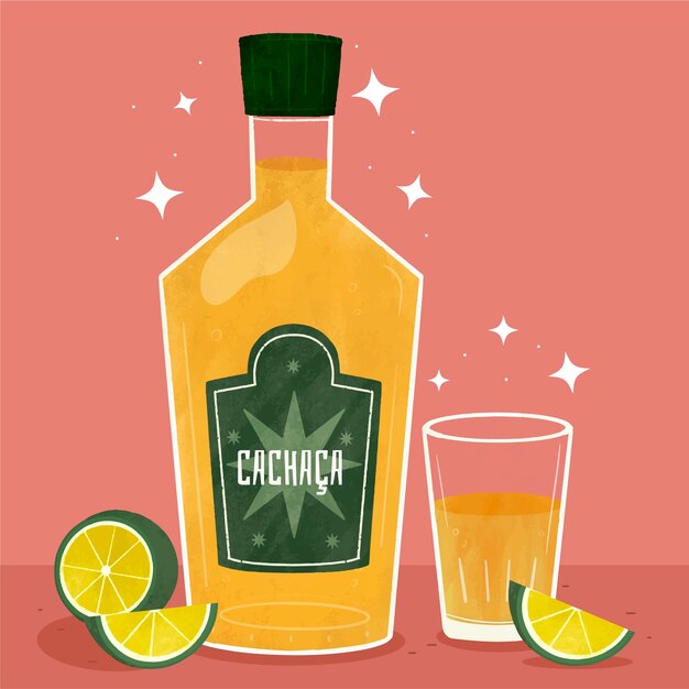 Ilustração de cachaça refrescante desenhada à mão