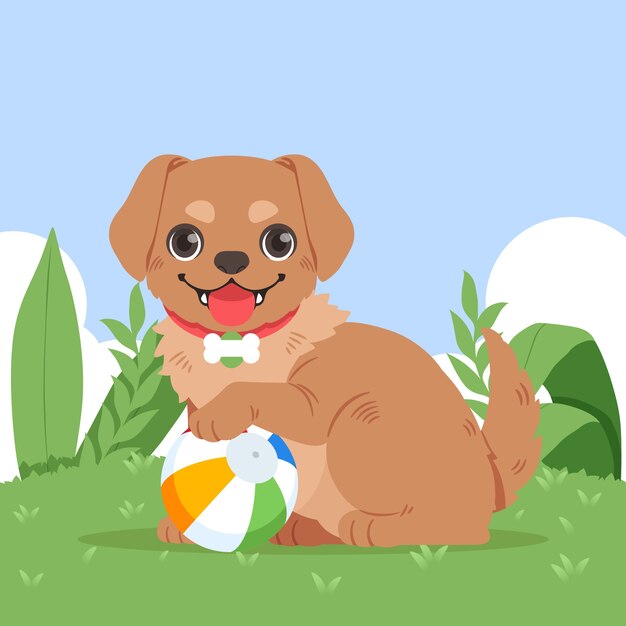 Ilustração de cachorrinho de desenho animado desenhado à mão