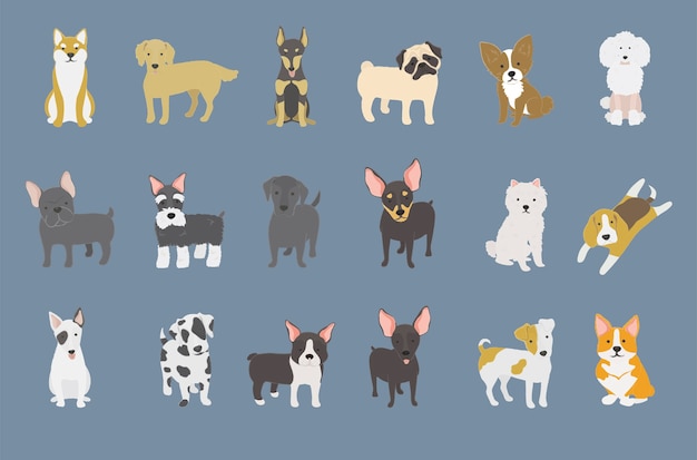 Vetor grátis ilustração, de, cachorros, cobrança