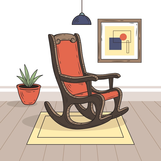 Vetor grátis ilustração de cadeira de balanço desenhada à mão