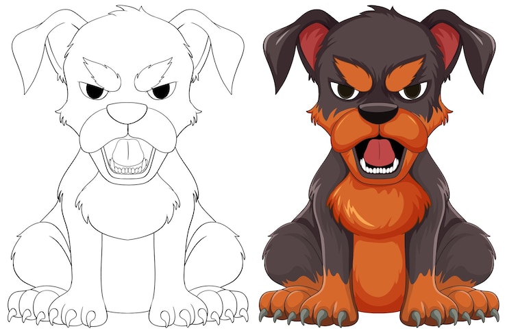 Vetor grátis ilustração de cães zangados antes e depois