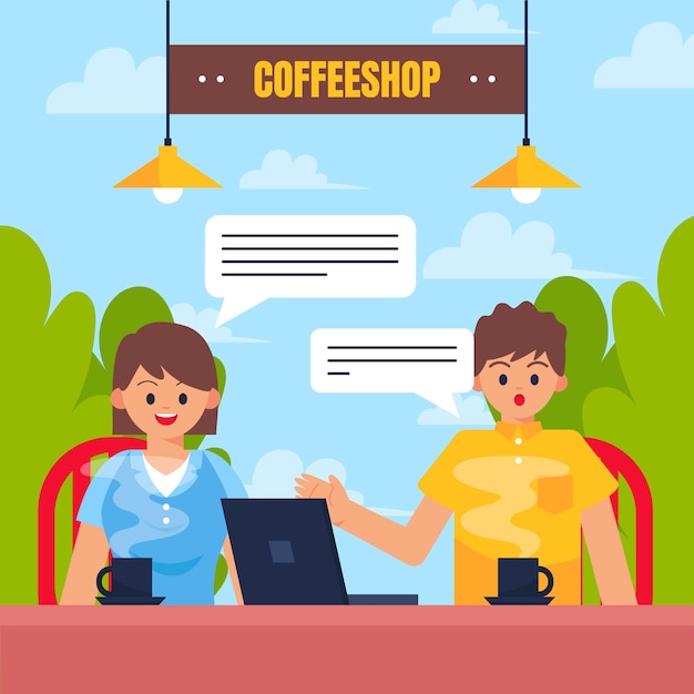 Ilustração de café de negócios de design plano