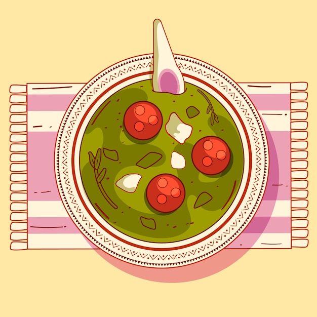 Ilustração de caldo verde de design plano