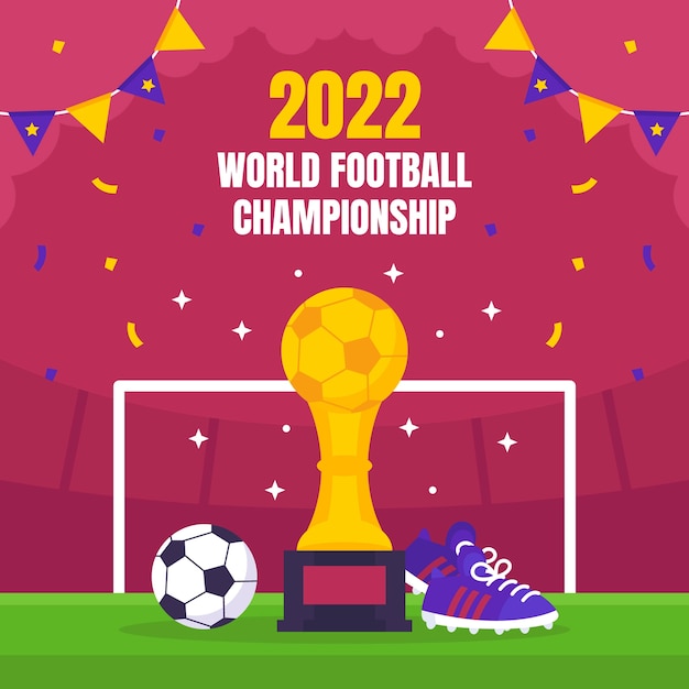 Ilustração de campeonato mundial de futebol plano