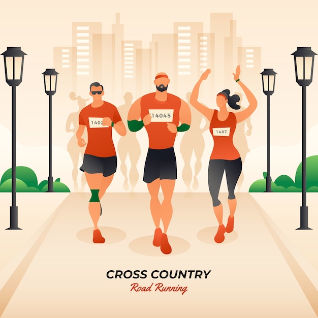 Vetor grátis ilustração de campo de gradiente de cross-country