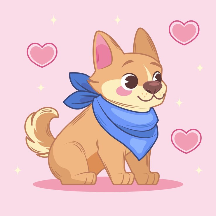 Vetor grátis ilustração de cão de bandana desenhada à mão