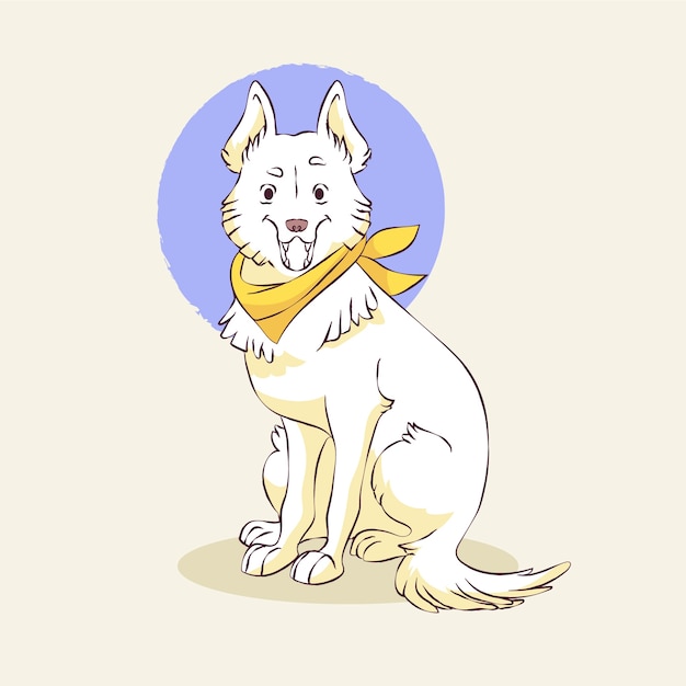 Vetor grátis ilustração de cão de bandana desenhada à mão