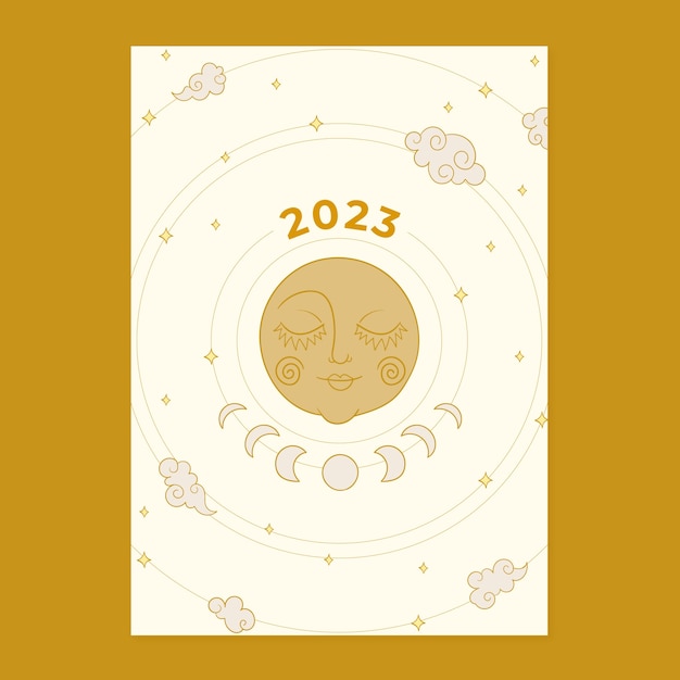 Ilustração de capa de calendário 2023 desenhada à mão