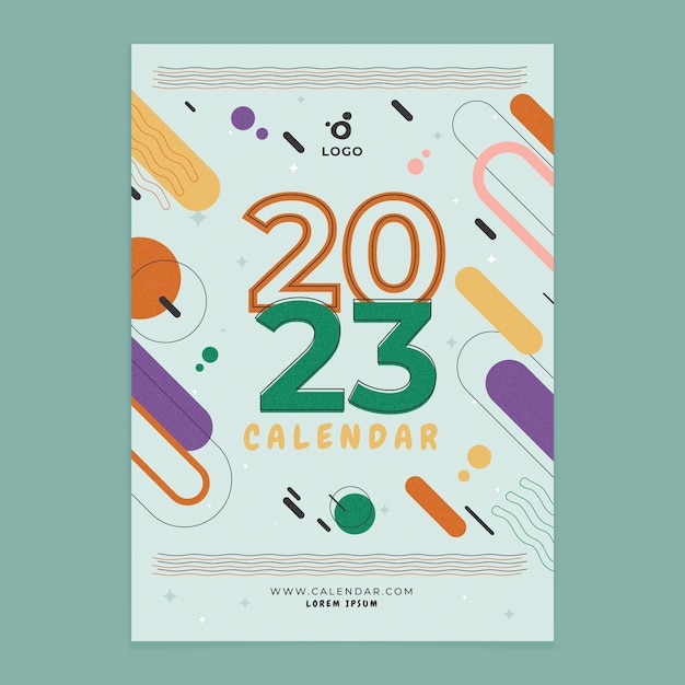 Ilustração de capa de calendário plana 2023