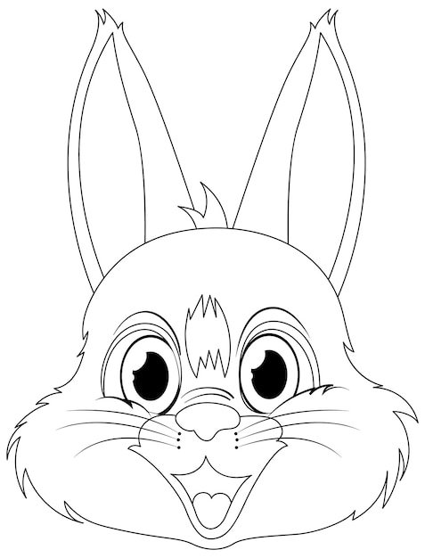 Ilustração de cara de coelho de desenho animado alegre