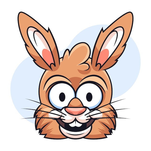 Vetor grátis ilustração de cara de coelho de desenho animado desenhada à mão