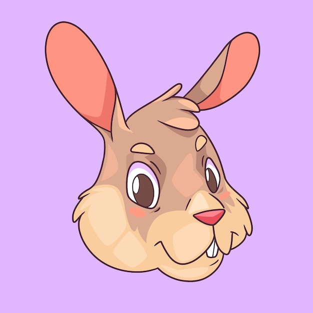 Vetor grátis ilustração de cara de coelho de desenho animado desenhada à mão