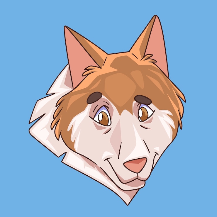 Vetor grátis ilustração de cara de lobo de desenho animado desenhada à mão