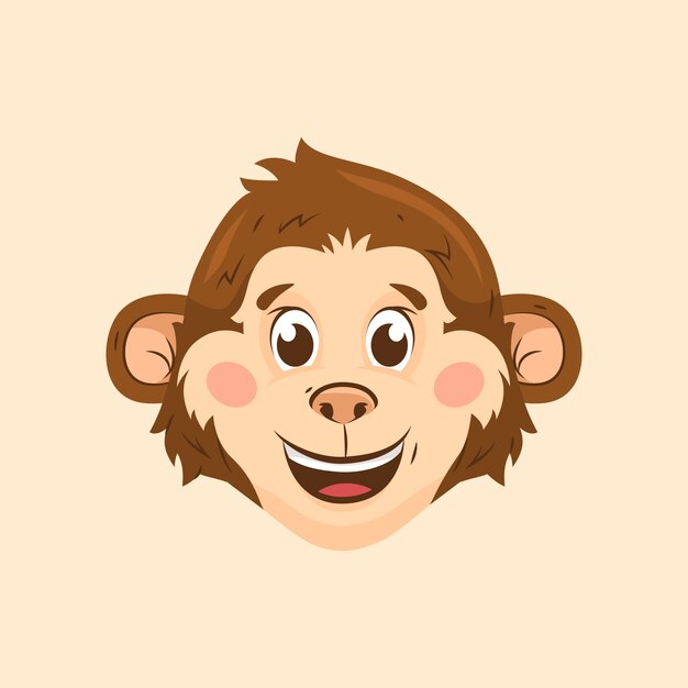 Ilustração de cara de macaco de desenho animado desenhada à mão