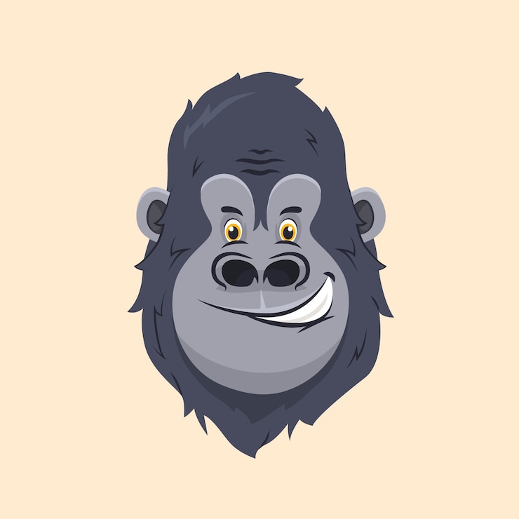 Vetor grátis ilustração de cara de macaco de desenho animado desenhada à mão
