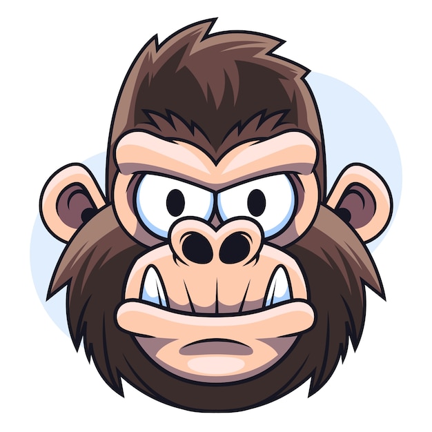 Vetor grátis ilustração de cara de macaco de desenho animado desenhada à mão