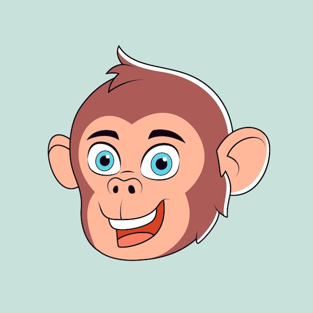 Vetor grátis ilustração de cara de macaco de desenho animado desenhada à mão