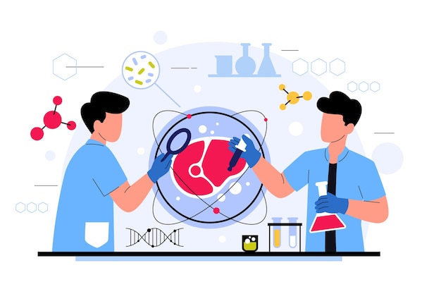 Vetor grátis ilustração de carne cultivada em laboratório desenhada à mão