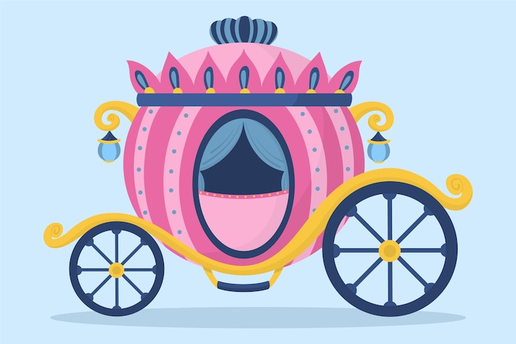 Vetor grátis ilustração de carruagem de conto de fadas rosa
