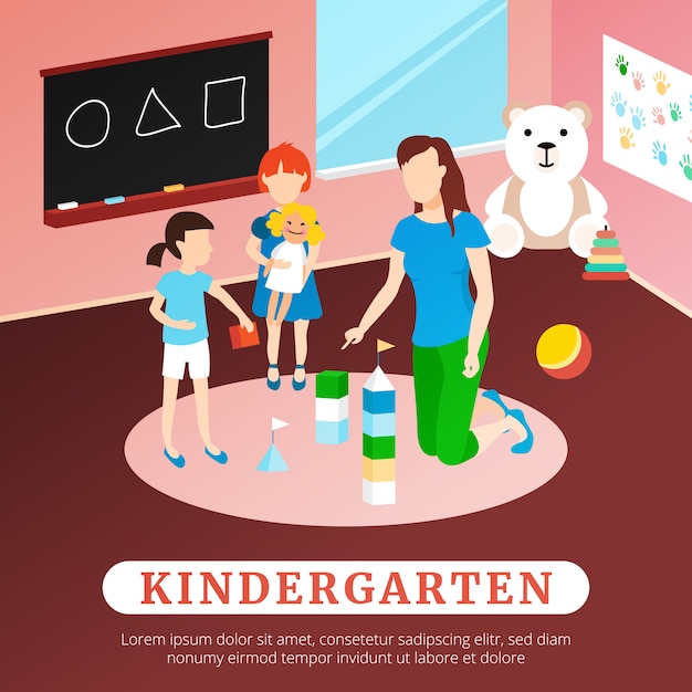 Vetor grátis ilustração de cartaz de jardim de infância