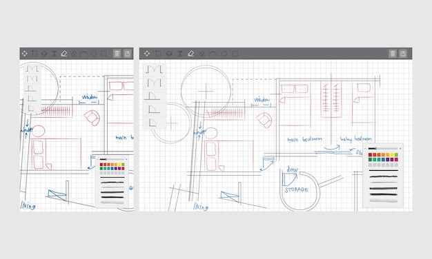 Ilustração, de, casa, planejando