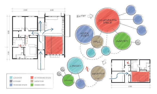 Vetor grátis ilustração, de, casa, planejando