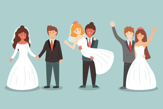 Ilustração de casais de casamento