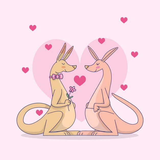 Ilustração de casal bonito canguru