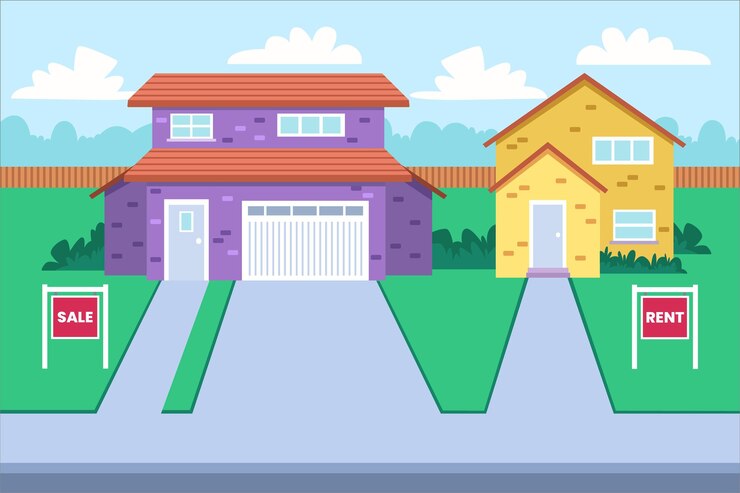 Vetor grátis ilustração de casas para venda e aluguel